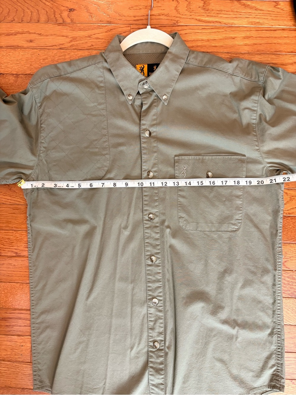 Browning Men's Button-Down Hunting/ Shooting Shirt in Olive Green - Picture 11 of 12